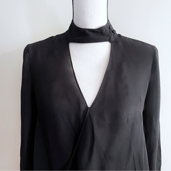 Derek Lam 10 Crosby Silk Choker Blouse Size 4 Black Women’s Designer Top - Picture 3 of 10